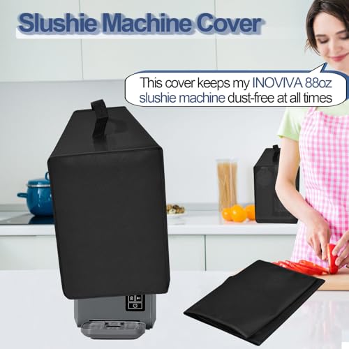 Image of Slush Machine Cove for INOVIVA Slushie Machine, Heavy Duty Waterproof Frozen Drink Maker Cover for INOVIVA 88oz Slushy Machine S2.0 with Handle - Only Cover (Black)