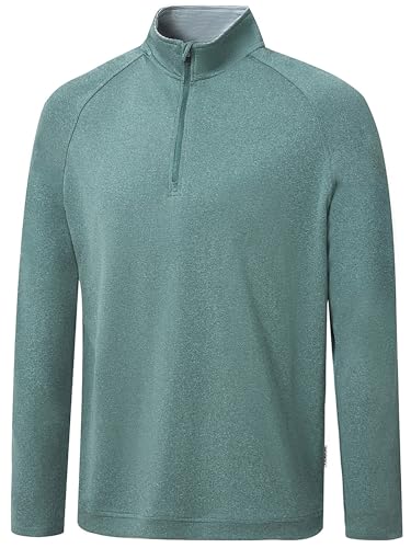 Image of Golf Quarter Zip Pullover for Men Mock Neck 1 /4 Zip Lightweight Athletic UPF 50+ Men's Long Sleeve Golf Sweatshirt