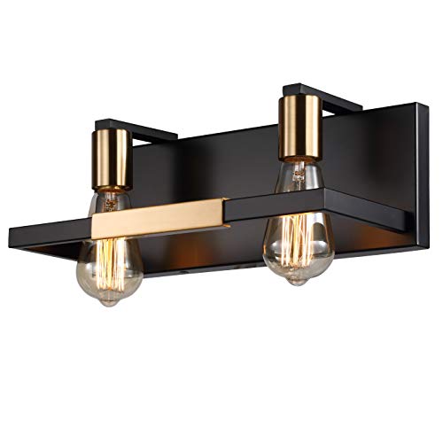 Hamilyeah Rustic Bathroom Light Fixtures Over Mirror, Vintage 2 Light Bathroom Vanity Lights,Gold and Black Kitchen Light Fixtures,Industrial Sconces Wall Lighting for Living Room Powder UL Listed