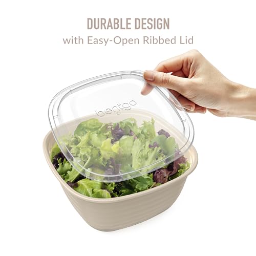 Image of Bentgo Prep - 1-Compartment Bowls with Custom-Fit Lids - Reusable, Microwave Safe, Durable, PFAS & BPA-Free, Freezer & Dishwasher Safe Meal Prep Food Storage - 10 Bowls & 10 Lids (White Stone Tan)