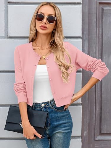 Image of Heymoments Women's Thin Shrugs Long Sleeve Lightweight Cropped Tops Open Front Cardigan for Dress S-2XL