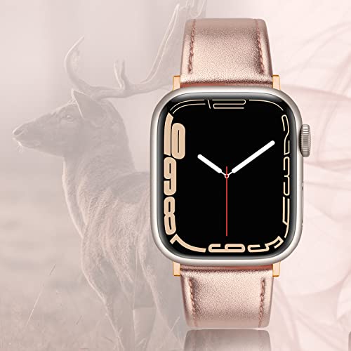 Swees Leather Band Compatible For Iwatch 38Mm 40Mm, Genuine Leather Replacement Strap Rose Gold Buckle Compatible Iwatch Series 6 5 4 3 2 1 Sports & Edition Women And Men, Rose Gold #TOP4
