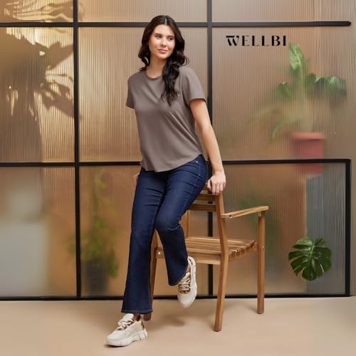 Image of Wellbi Bamboo Women's Tshirt - Ultra-Soft, Breathable & Sustainable | Premium Cotton Blend for Supreme Comfort | Stylish & Eco-Friendly T-Shirt for Women | Tshirt Women Cotton