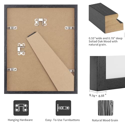 puthiac 4x6 Oak Wood Picture Frame - 4"x6" Photo Frame, 4x6 Picture Frame Wood, Natural Solid Wooden Picture Frames for Wall Art Photo and Prints(1 Pack, Black)