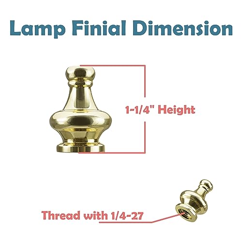 Image of Aspen Creative 24020-02 Lamp Knobs in Brass Plated Finish, 1-1 /4 inch Tall (2 Pack)