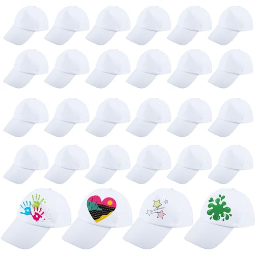 Image of Adult DIY Baseball Caps Bulk White Blank Baseball Hat Adjustable Sport Ball Cap for Men Women Running Fishing Travel