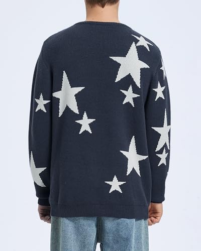 Men's Oversized Sweater Star Graphic Casual Chunky Knitted Unisex Crewneck Long Sleeve Jumper Pullover3
