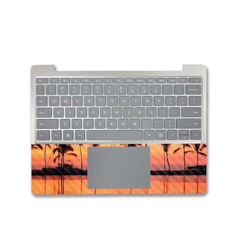 Image of MightySkins Carbon Fiber Skin Compatible with Microsoft Surface Laptop Go 3 (2023) Full Wrap Kit - Line of Palms | Protective, Durable Textured Carbon Fiber Finish | Made in The USA