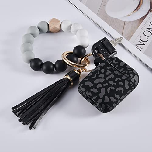 Filoto Airpods Case, Cute Apple Airpod 1&2 Cover For Women Girls, Silicone Protective Case With Bracelet Keychain (Leopard Black) #TOP7
