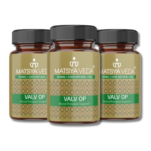 Image of MATSYA VEDA Herbals: ValvOp | Improves Cholesterol & High Blood Pressure | 10+ Ayurvedic Ingredients | 180 Veg Capsules | Pack of 3
