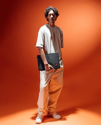Image of DailyObjects Solid Skipper Sleeve | Stylish Durable Poly Cotton Canvas Material for Laptops & iPads | Zip Closure & Soft Cotton Inner Lining with Printed Slip Pockets