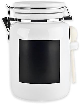 Ceramic 72 oz. Canister with Chalkboard Panel in White
