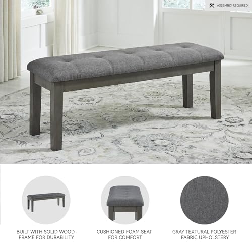 Image of Signature Design by Ashley Hallanden Rustic Tufted Upholstered Dining Room Bench, Gray