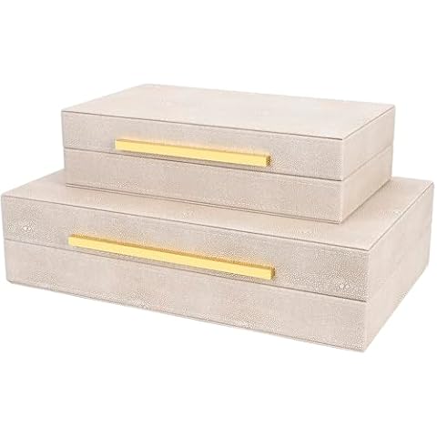 ZIKOUL Set of 2 Faux Leather Decorative Boxes Cover