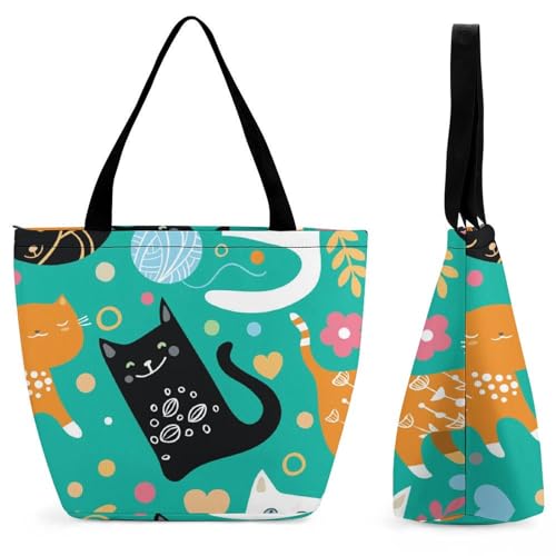 Sac à main cactus vert et noir grand cabas d'épaule femme pour voyage