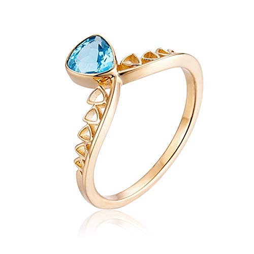 Bague Adorable Triangle Aigue-Marine en Or Jaune pour Sublimer vos Tenues