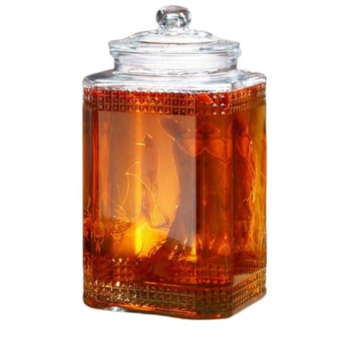 tangcheng ドリンクサーバー ガラス 冷水筒 大容量 ドリンクディスペンサー 蛇口付き パーティー 家庭用 業務用 ピッチャー ジュース、ビール保存容器 密閉缶 大容量飲料カップ 果実酒 飲料ディスペンサー ビュッフェ (1,5L)