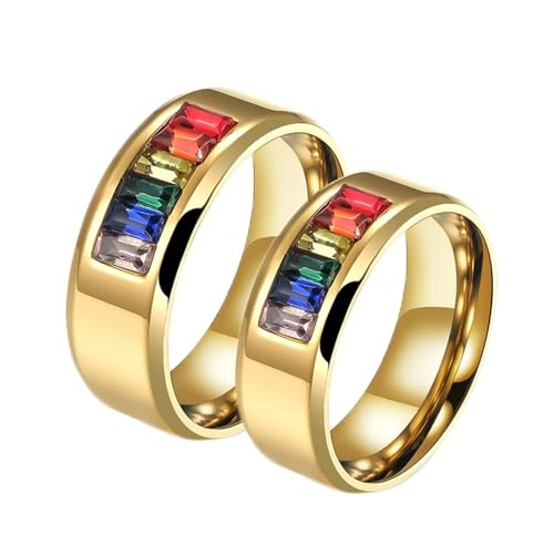 Bague personnalisable couple acier inoxydable homme femme alliance or zirconium LGBT