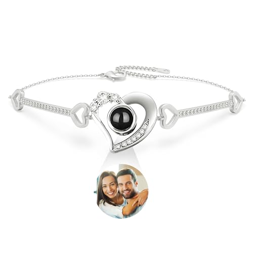 Easycosy Bracelet Photo Personnalisé Femme Avec Image Projection-Cadeau Fête des Mères Maman-...