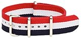 Clockwork Synergy Classic Nylon Nato watch straps bands (20mm, Red / White / Blue)