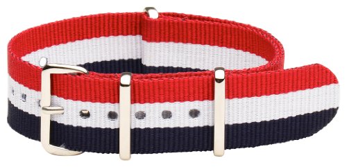 Clockwork Synergy® Classic Nylon Ballistic watch straps bands (20mm, Red/White/Blue)