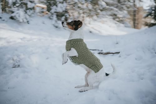 HUNTER Hundepullover MALMÖ, Farbe: Khaki, klassisches Zopfstrick-Muster, wärmend & bequem, elastisch für optimalen Sitz, reflektierend für mehr Sichtbarkeit, waschbar bei 30°C, Größe: 25