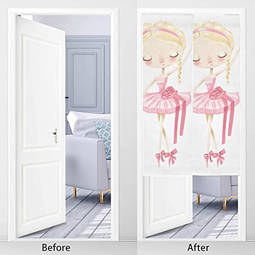 Japanese Curtain Cute Ballerina Pink Girl Doorway Tapestry Hanging Tapestry Curtains For Kitchen,Porch,Bedroom Door Decor,17"X 56" #TOP3