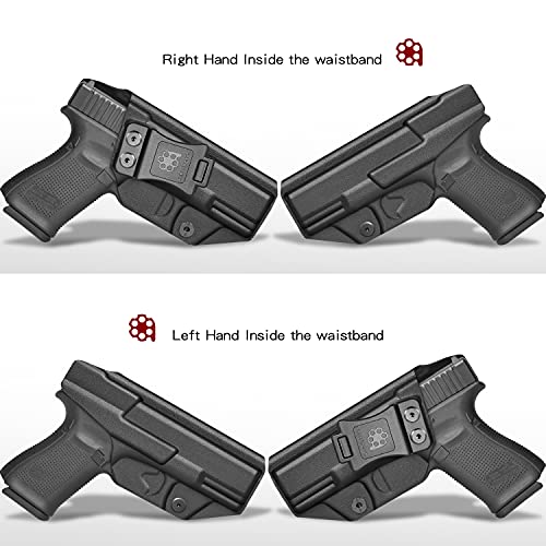 Glock 19 Holster Iwb Kydex Holster Fit: Glock 19/19X/44/45 Gen(3-5) & Glock 23/32 Gen(3-4) Pistol | Inside Waistband | Adjustable Cant | Usa Made By Amberide (Black, Right Hand Draw (Iwb)) #TOP1