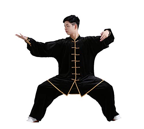 GEGEQ® Tai Chi Chuan Chinesisches Kung Fu Kampfsportkleidung Trainingskleidung Tai Chi Kleidung Naturleinen Leinen Baumwolle Verdickung Plus Samtanzug für Männer und Frauen geeignet (3,L) Cover
