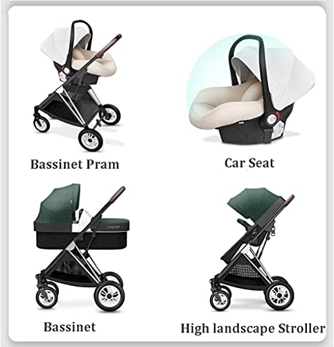Zhiding 3 In 1 kinderwagen, kinderwagens en kinderwagens vanaf de geboorte, compacte anti-shock-wandelwagen met verstelbare rugleuning, lichtgewicht hoog landschap aluminium kinderwagen, extra grote o - Afbeelding 3