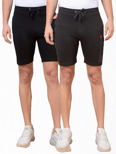 Image of Dollar Cotton Rich Fabric Solid Men's Shorts | Ribbed Waistband with Drawcord | Fashionable Print with Logo Branding | Side Pockets with Zip on one Side | Wide Array of Attractive Colours