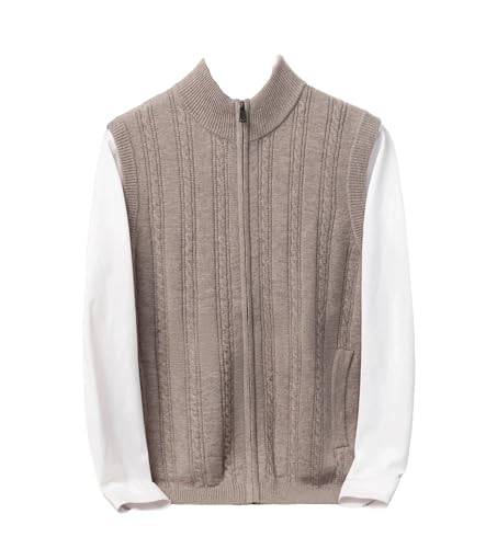 Dcvmvmn Men's Cashmere Vest Plus Size Zipper Knitted Sleeveless Cardigan Business Casual Outfits For Men