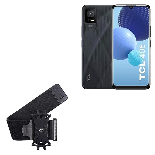 BoxWave Holster Compatible with TCL 406 - ActiveStretch Sport Armband, Adjustable Armband for Workout and Running - Jet Black