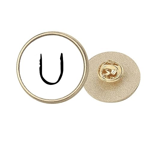 Broche ronde alphabet grec upsilon noir en métal doré taille M pour sublimer vos vestes au quotidien