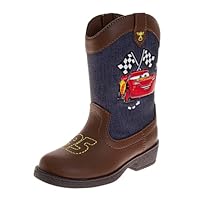 Disney Cars Cowboy Boots Lighting Mcqueen Calf High Western Country Cow Boy Boot - Brown (Size 8 Toddler)