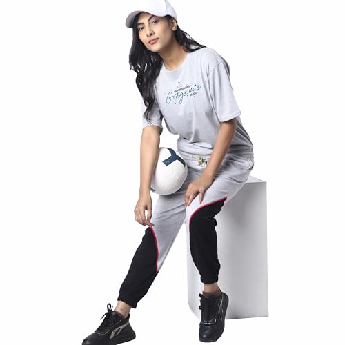 Image of London Hills Women's Cotton Oversized Fit Printed T-Shirt Half Sleeve Oversized t Shirts Drop Shoulder Tshirt