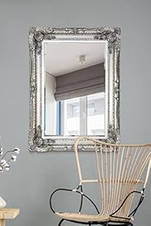 MirrorOutlet GL151 4Ft X 3Ft 120cm X 90cm Large Silver Rectangle Antique Style Big Wall Mirror, 120x90x10