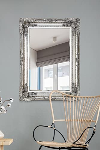 Image of MirrorOutlet GL151 4Ft X 3Ft 120cm X 90cm Large Silver Rectangle Antique Style Big Wall Mirror