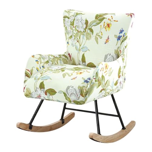 Mswborml Printed Rocking Chair Covers for Nursery, Rocking Glider Chair Cover Slipcover with Elastic Band, Stretch Furniture Protector Covers for Living Room Bedroom Glider Armchair Washable,G,1PC