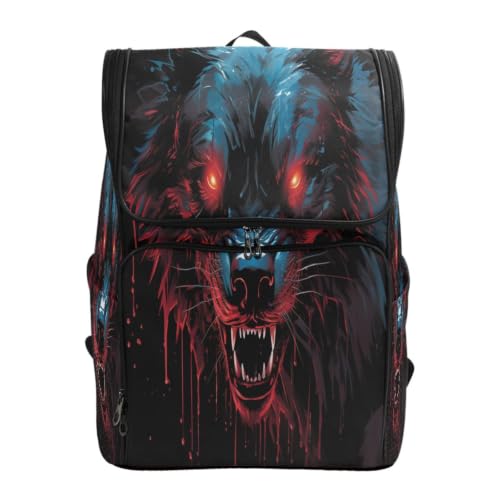 Sac à dos loup noir au motif imprimé original et grand compartiment