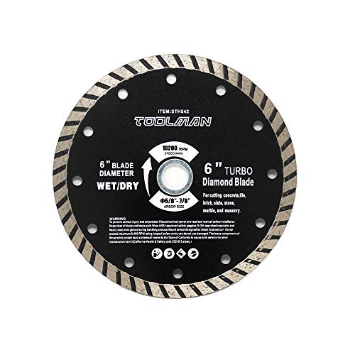 Toolman Circular Saw Blade Universal Fit 6" For Dry Mansonry works with DeWalt Makita Ryobi Skill Bosch STH042
