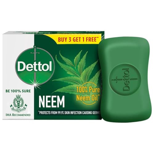 Image of Dettol Neem Bathing Soap Bar With Pure Neem Oil, 75G (Buy 3 Get 1 Free), Combo Offer On Bath Soap