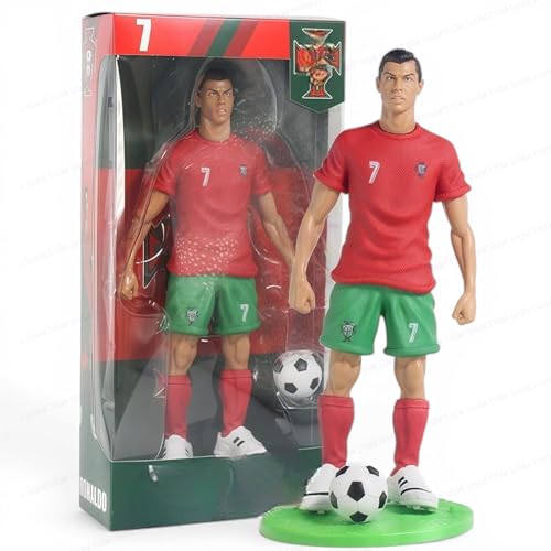 Image of SHAKTISM Football Star Player Action Figure Set, 22cm PVC Soccer Player Figurines with Ball & Display Base, Sports Collectible Model Toy for Kids, Room Decor & Gift Set (RonaldoFigure)