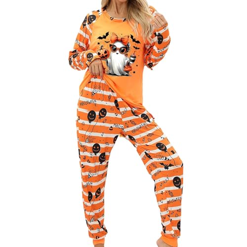 Generisch - Conjuntos de pijama, ropa de dormir de Halloween, ropa de dormir acogedora, ropa de dos piezas, ropa de dormir suave y cómoda para, naranja, M