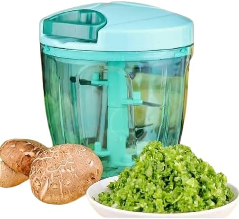 Generic Hand Chopper/New Handy Vegetable Chopper in XL Size 900 ML, Big Compact/Powerful Hand HELD Vegetable Chopper/Blender to CHOP Fruits and Vegetables Sharp SS Blade (900ml), Large, CHBLD042404
