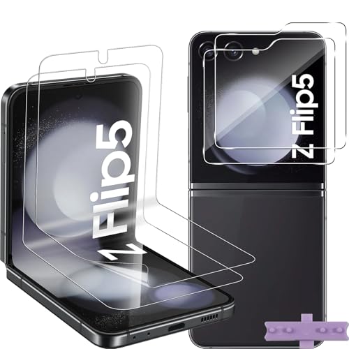 Lutree for Samsung Galaxy Z Flip 5 5G Tempered Glass 2+2 Pack Inner TPU Screen Protector + Back Protective Glass HD Anti-Scratch Premium Flim for Z Flip5