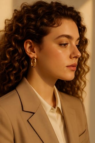 30mm Gold Hoop Earrings for Women, Gold Silver Twisted Hoop Earrings, Hypoallergenic Lightweight Hoops, Everyday Wear2
