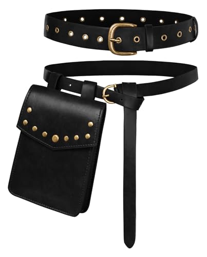 Sac banane médiéval en cuir avec large ceinture ajustable style pirate vintage