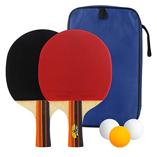 welltop Raquettes de Tennis de Table Ensemble de Raquette de PingPong Professionnel avec 2 Battes et 3 Balles dans Housse de Transport pour Enfants Adultes 2 Joueurs Set