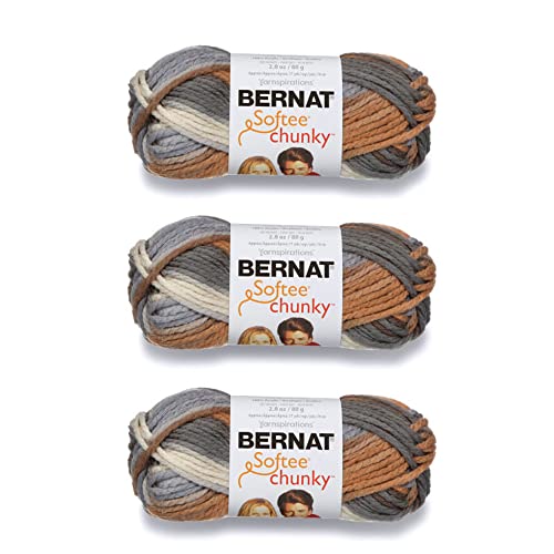 Image of Bernat Softee Chunky Stillness Yarn - 3 Pack of 80g /2.8oz - Acrylic - 6 Super Bulky - 77 Yards - Knitting /Crochet